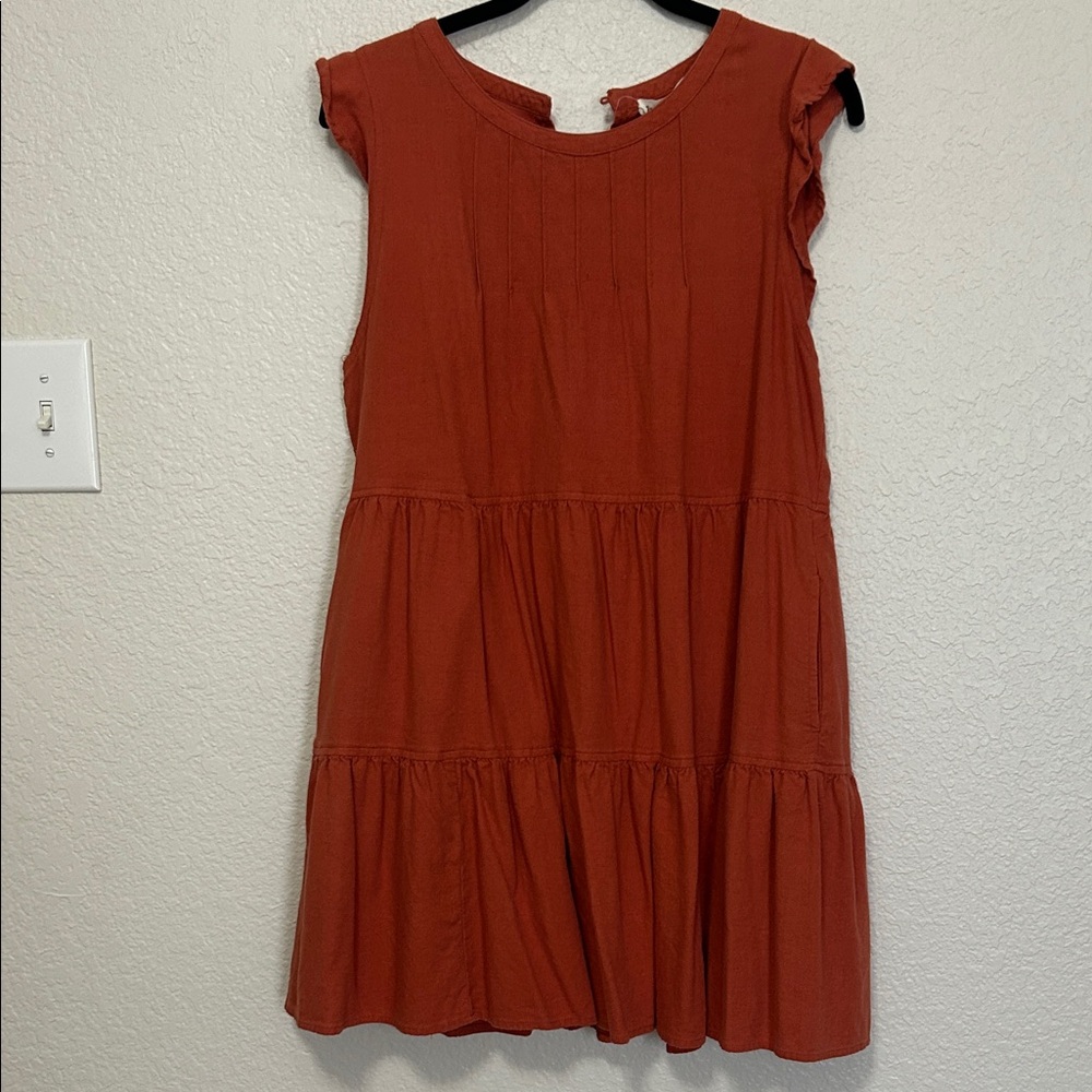 Chic Sleeveless Rust Mini Dress